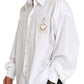 Dolce & Gabbana White Logo Cotton Casual Long Sleeves Shirt