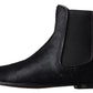 Dolce & Gabbana Black Leather Chelsea Men Ankle Boots Shoes