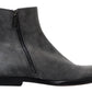 Dolce & Gabbana Gray Leather Men Ankle Boots Shoes