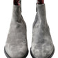 Dolce & Gabbana Gray Leather Men Ankle Boots Shoes