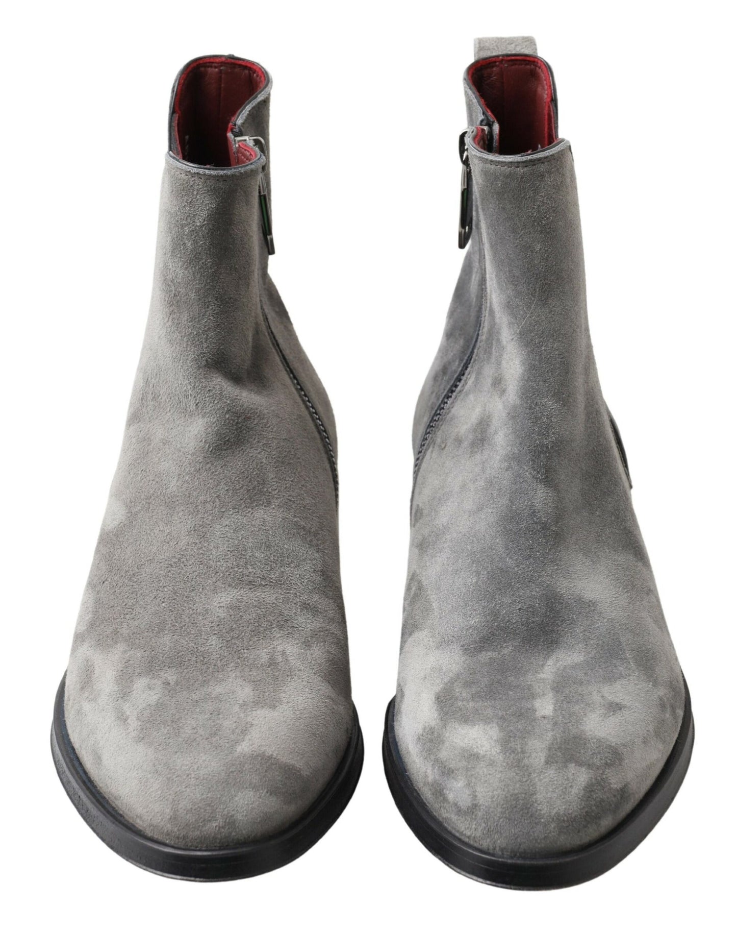 Dolce & Gabbana Gray Leather Men Ankle Boots Shoes