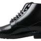 Dolce & Gabbana Black Leather Men Short Boots Lace Up Shoes