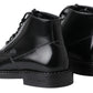 Dolce & Gabbana Black Leather Men Short Boots Lace Up Shoes