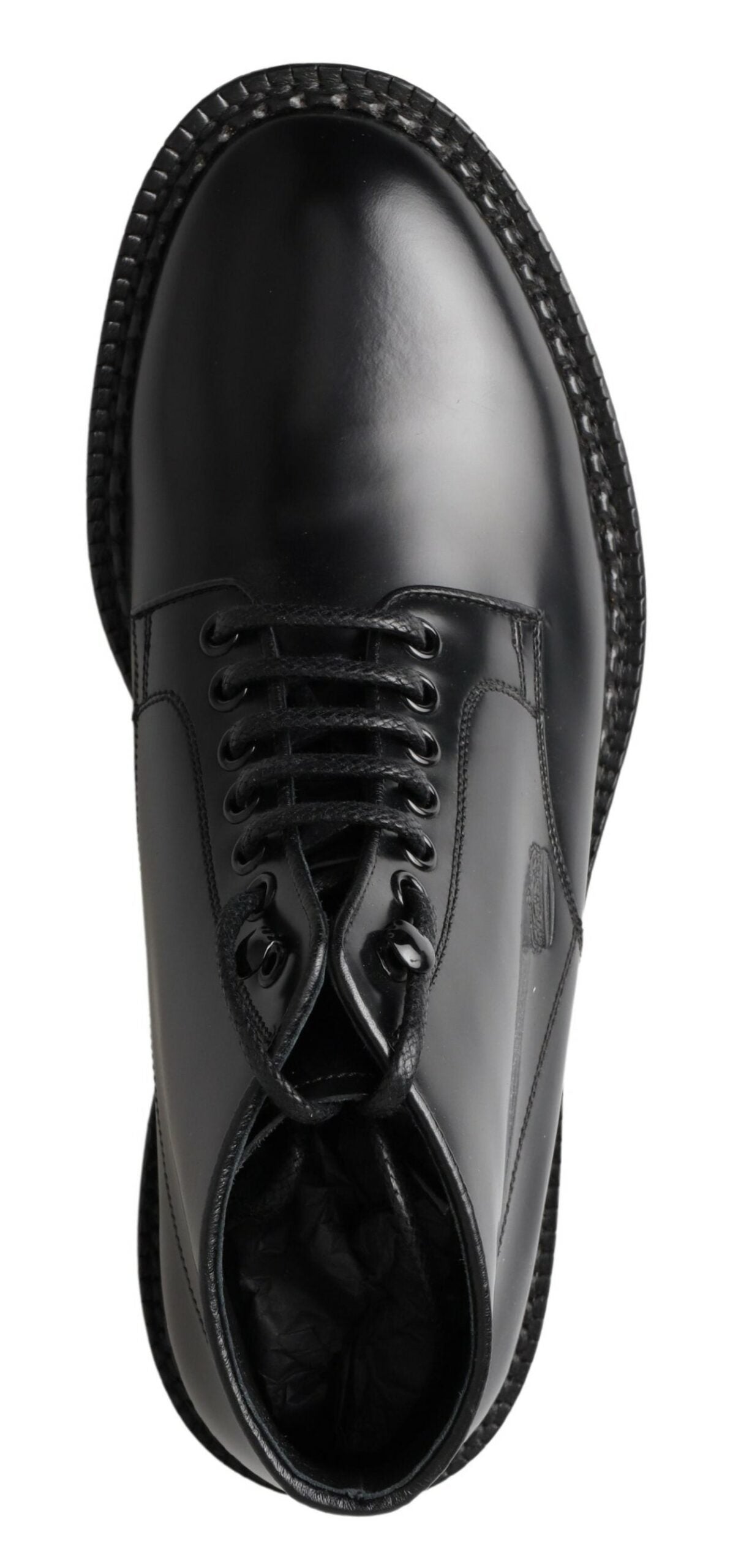 Dolce & Gabbana Black Leather Men Short Boots Lace Up Shoes