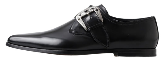 Dolce & Gabbana Black Leather Monk Strap Dress Formal Shoes