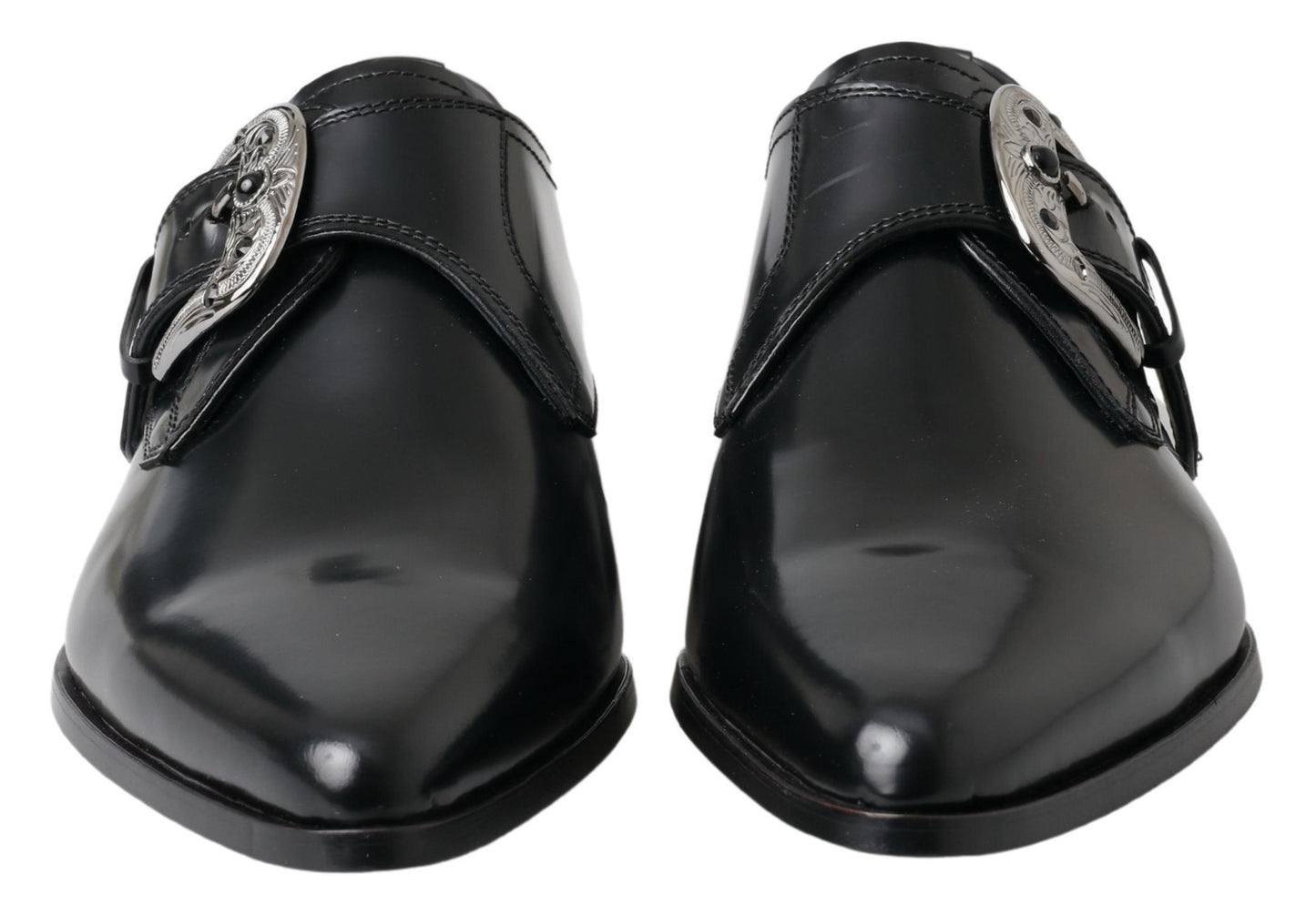 Dolce & Gabbana Black Leather Monk Strap Dress Formal Shoes