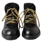 Dolce & Gabbana Black Leather Bernini Shearling Boots Shoes