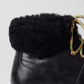 Dolce & Gabbana Black Leather Bernini Shearling Boots Shoes