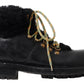 Dolce & Gabbana Black Leather Bernini Shearling Boots Shoes