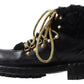 Dolce & Gabbana Black Leather Bernini Shearling Boots Shoes