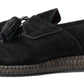 Dolce & Gabbana Black Suede Leather Casual Espadrille Shoes