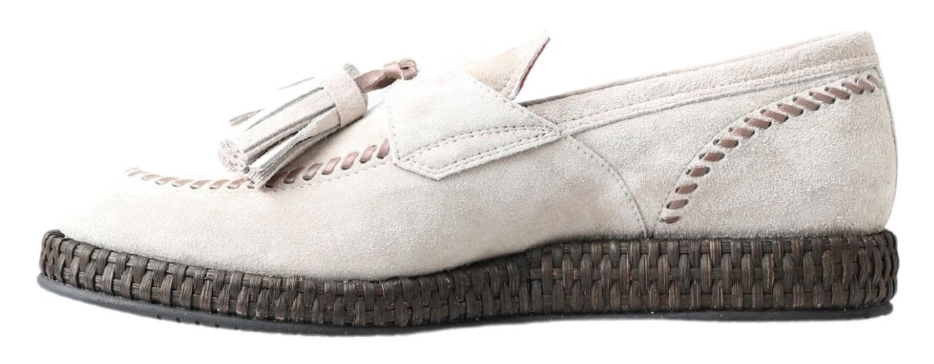 Dolce & Gabbana Ivory Suede Leather Men Espadrille Shoes