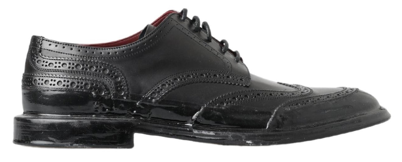 Dolce & Gabbana Black Leather Oxford Wingtip Formal Derby Shoes