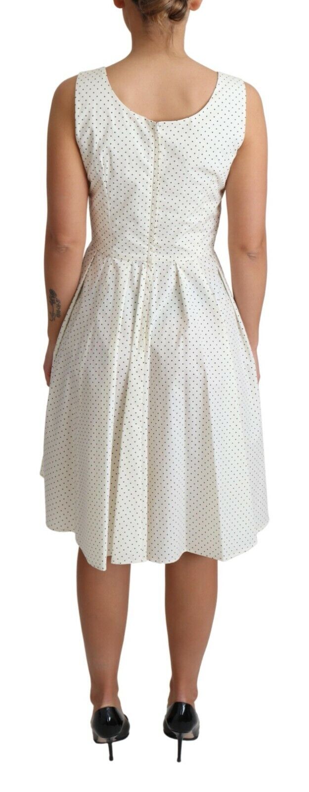 Dolce & Gabbana White Polka Dotted Cotton A-Line Dress