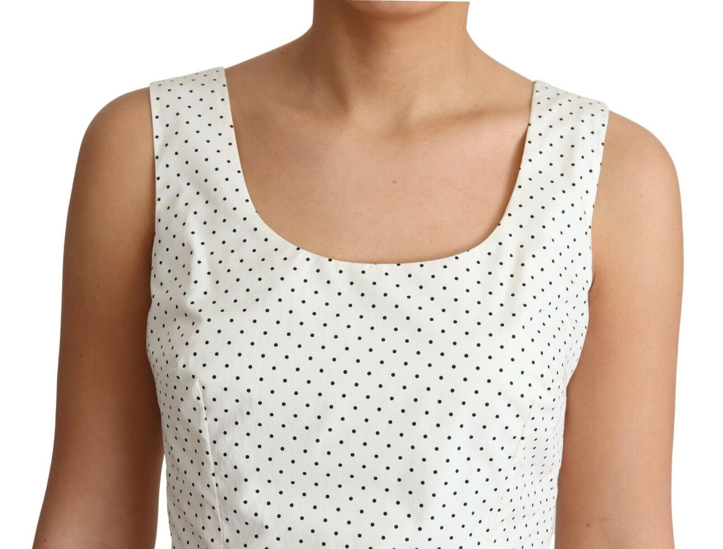 Dolce & Gabbana White Polka Dotted Cotton A-Line Dress