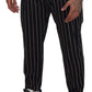 Dolce & Gabbana Black Beige Striped Cotton Stretch Pants