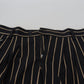 Dolce & Gabbana Black Beige Striped Cotton Stretch Pants