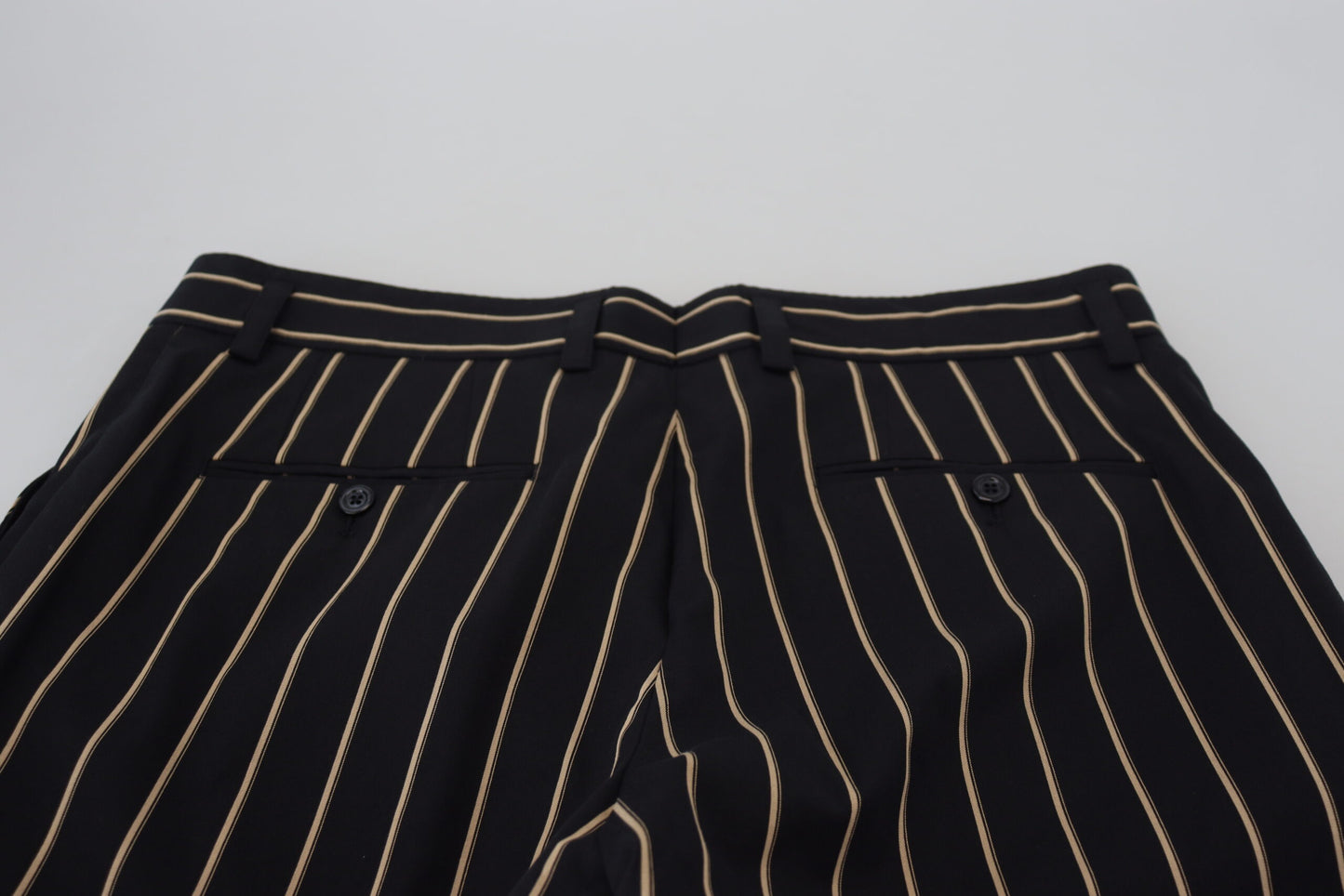 Dolce & Gabbana Black Beige Striped Cotton Stretch Pants