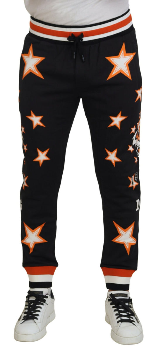 Dolce & Gabbana Black Orange Star Trousers Sport Pants