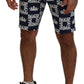 Dolce & Gabbana Blue Logo Print Cotton Chinos Shorts