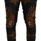 Dolce & Gabbana Gray Silk Baroque Crown Trousers Sport Pants