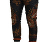 Dolce & Gabbana Gray Silk Baroque Crown Trousers Sport Pants