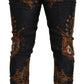 Dolce & Gabbana Gray Silk Baroque Crown Trousers Sport Pants