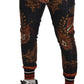 Dolce & Gabbana Gray Silk Baroque Crown Trousers Sport Pants