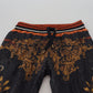 Dolce & Gabbana Gray Silk Baroque Crown Trousers Sport Pants