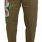 Dolce & Gabbana Beige Cotton Stretch Floral Chinos Pants