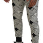 Dolce & Gabbana Black White Cotton Trousers Sport Pants