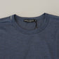 Dolce & Gabbana Blue Silk Men Short Sleeve Tops T-shirt