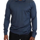 Dolce & Gabbana Blue Silk Collar Polo Pullover Sweater