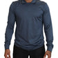 Dolce & Gabbana Blue Silk Collar Polo Pullover Sweater