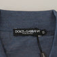 Dolce & Gabbana Blue Silk Collar Polo Pullover Sweater