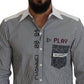 Dolce & Gabbana Gray White Striped Slim Fit Shirt