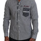 Dolce & Gabbana Gray White Striped Slim Fit Shirt