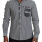 Dolce & Gabbana Gray White Striped Slim Fit Shirt