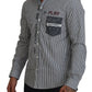 Dolce & Gabbana Gray White Striped Slim Fit Shirt