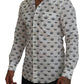 Dolce & Gabbana White Crown Print Slim Fit Cotton Shirt