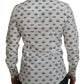 Dolce & Gabbana White Crown Print Slim Fit Cotton Shirt