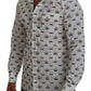 Dolce & Gabbana White Crown Print Slim Fit Cotton Shirt