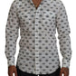 Dolce & Gabbana White Crown Print Slim Fit Cotton Shirt