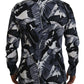 Dolce & Gabbana Gray Blue Banana Leaf Slim Fit Shirt