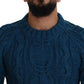 Dolce & Gabbana Blue Knitted Wool Alpaca Pullover Sweater