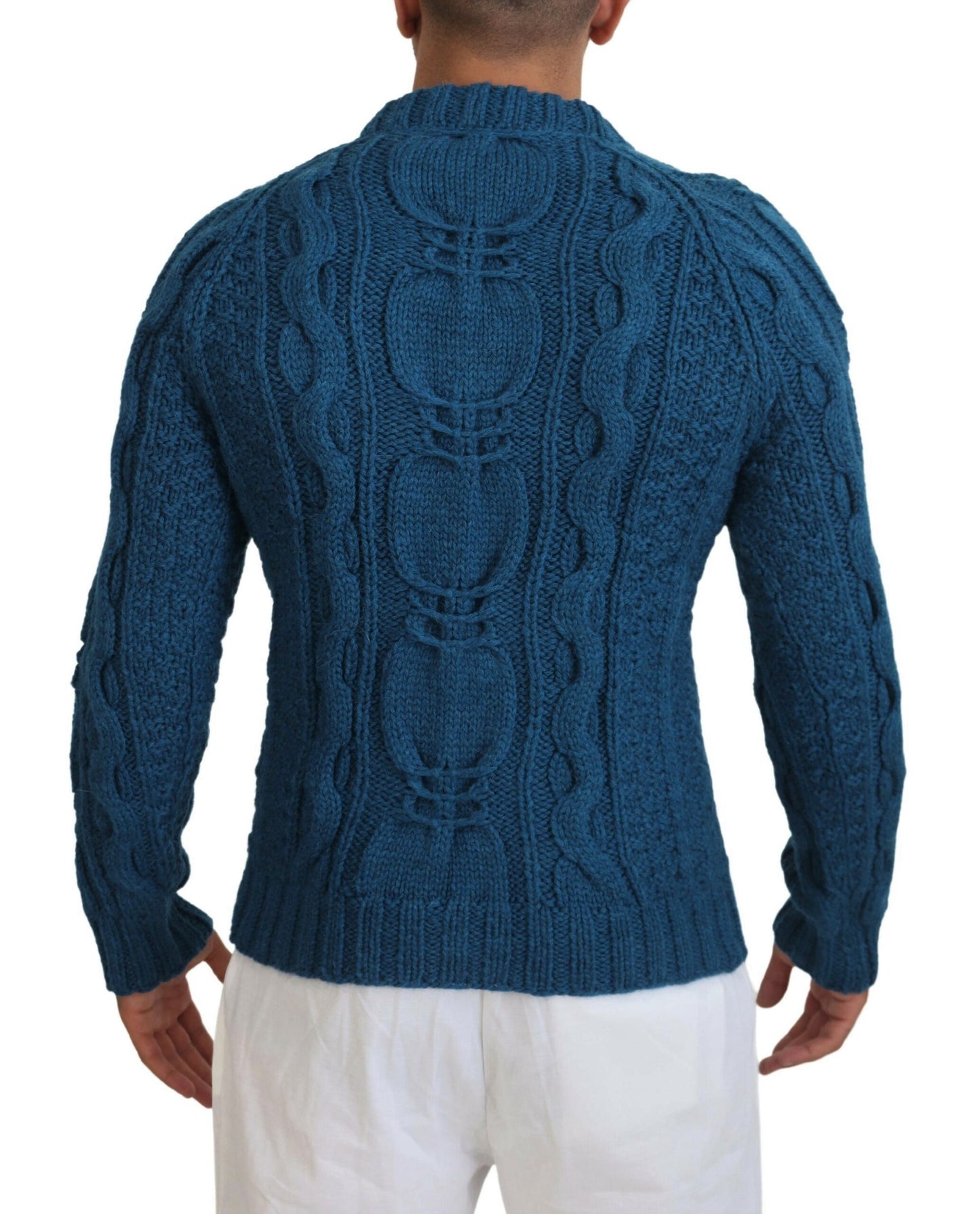 Dolce & Gabbana Blue Knitted Wool Alpaca Pullover Sweater