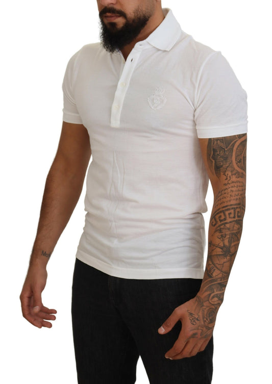 Dolce & Gabbana White Logo Short Sleeve Polo Shirt