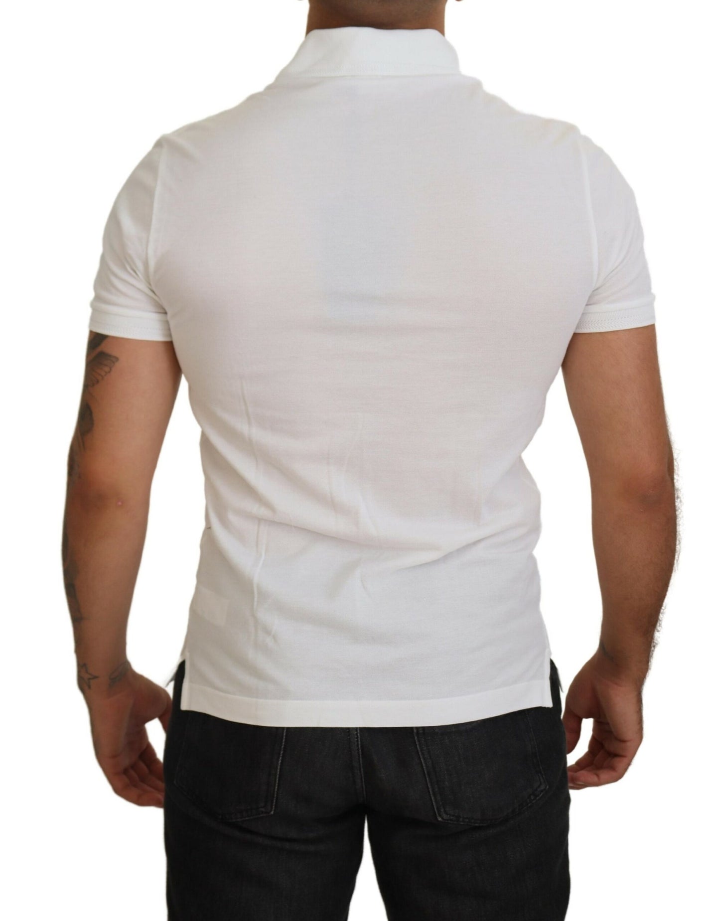 Dolce & Gabbana White Logo Short Sleeve Polo Shirt