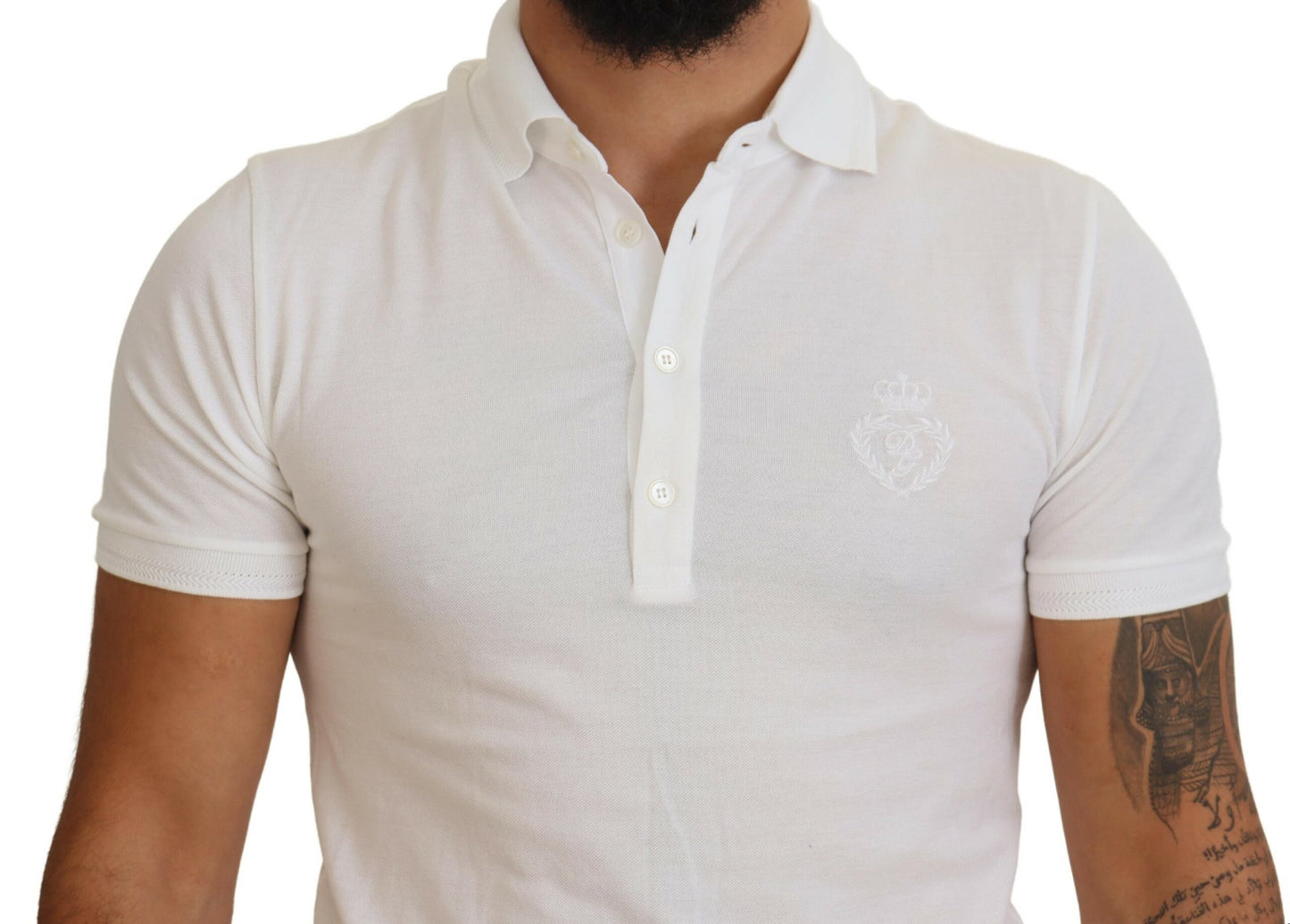 Dolce & Gabbana White Logo Short Sleeve Polo Shirt