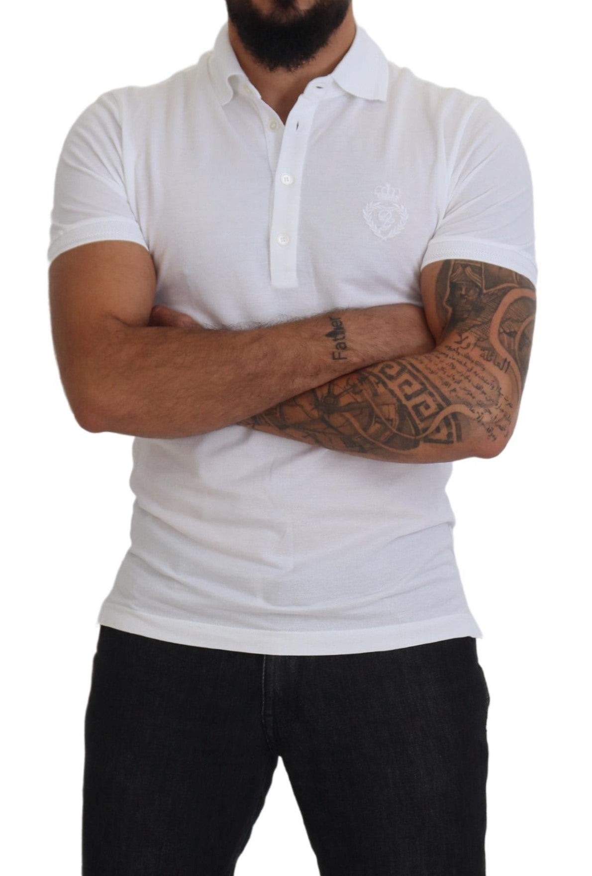 Dolce & Gabbana White Logo Short Sleeve Polo Shirt